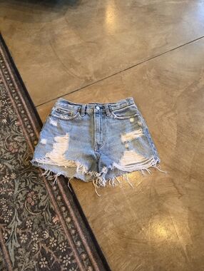 Abercrombie & Fitch Annie High Rise Short Denim Distressed Shorts Size 25/0
